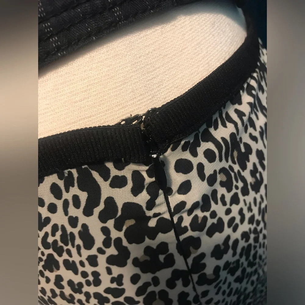 Worthington A Line Pleated Chiffon Skirt Lined Leopard Print